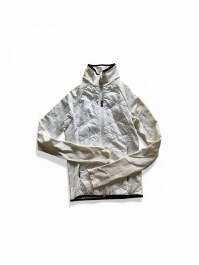 Athleta Men's Lightweight Quilted Jacket in Off-White with Black Trim